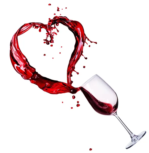 Glass of Red Wine Abstract Heart Splash — Stock Photo, Image