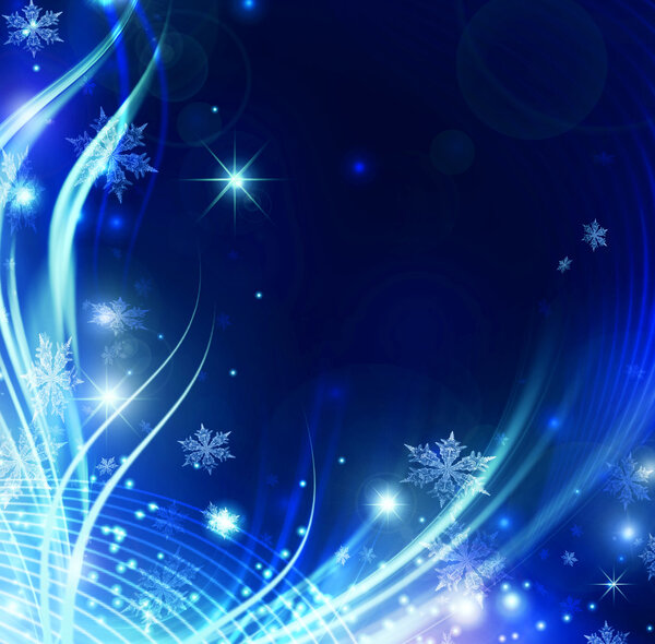 Abstract Holiday snowflakes and stars Background
