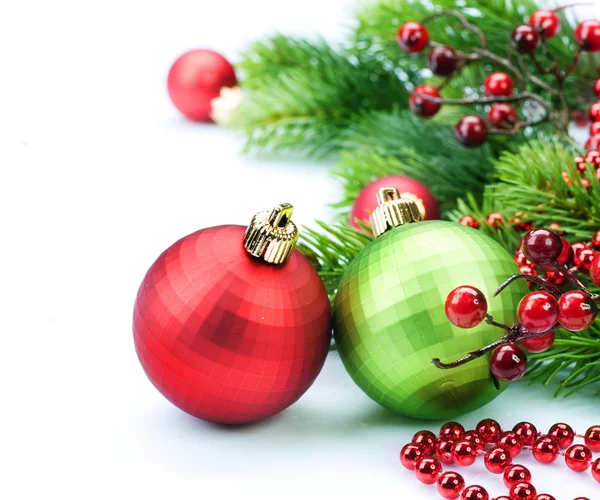 Navidad y Año Nuevo Decoraciones borde sobre blanco Fotos de stock libres de derechos