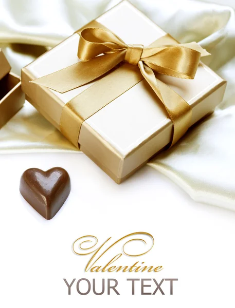 Valentine Gift. Chocolate heart — Stock Photo, Image
