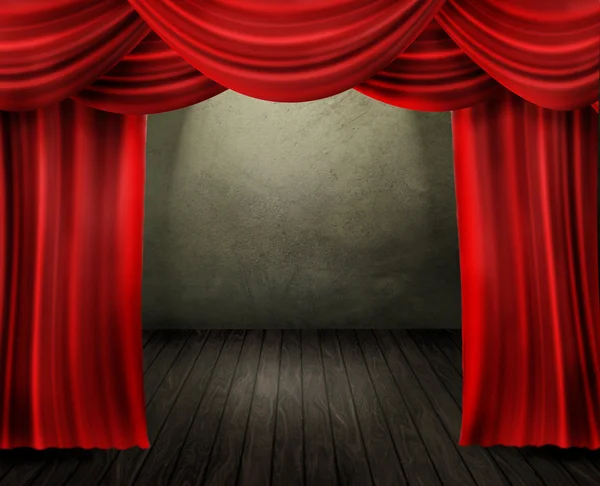 Theater Stage With Red Curtain — Stock Photo, Image