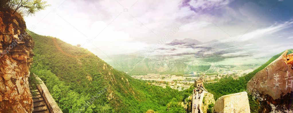 China. Great Wall. Panoramic View