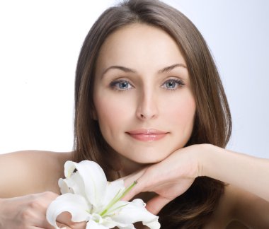 Beautiful Woman's Face. Clear fresh skin clipart