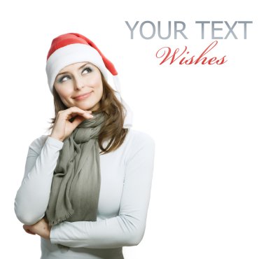 Beautiful Young Happy Christmas Woman over white clipart