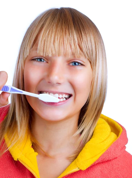 Zdrowe teeth.teenage dziewczyna szczotkowanie zębów — Zdjęcie stockowe