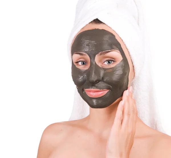 女性の顔の海泥マスク。スパ — ストック写真