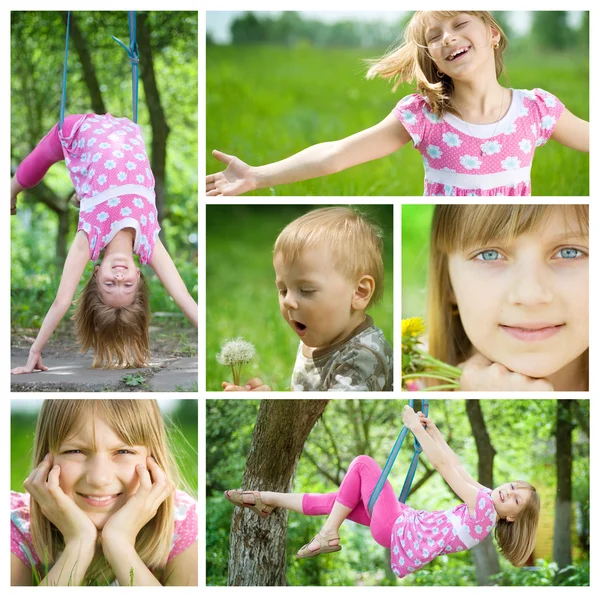 stock image Happy Kids Having Fun Outdoor Collage