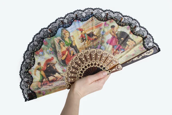 Fällbara fan i hand — Stockfoto