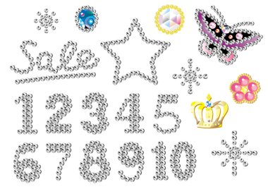 Rhinestone numbers clipart