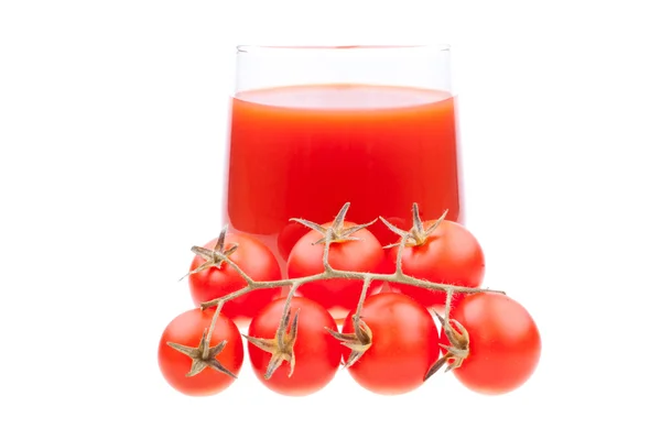 Sok pomidorowy i pomidory — Zdjęcie stockowe