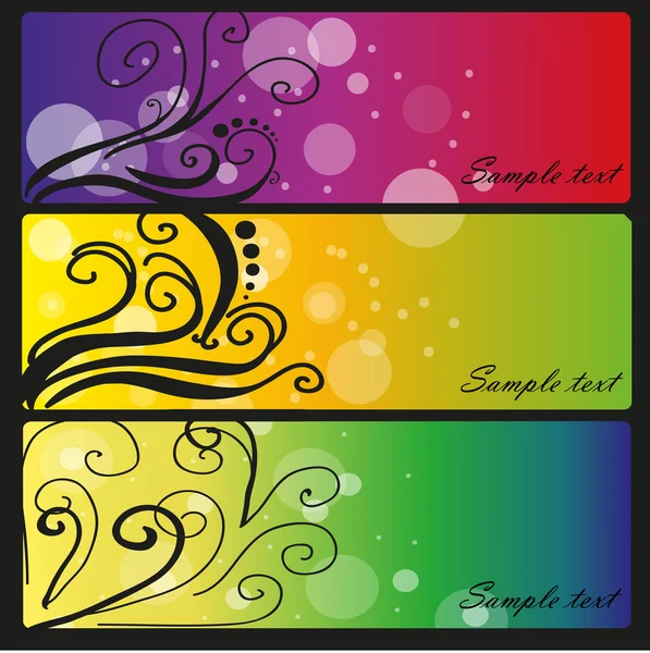 Tre färgade banners — Stock vektor