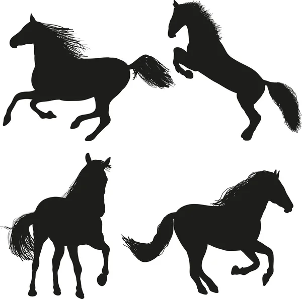 Quattro ghirlande silhouette nera — Vettoriale Stock