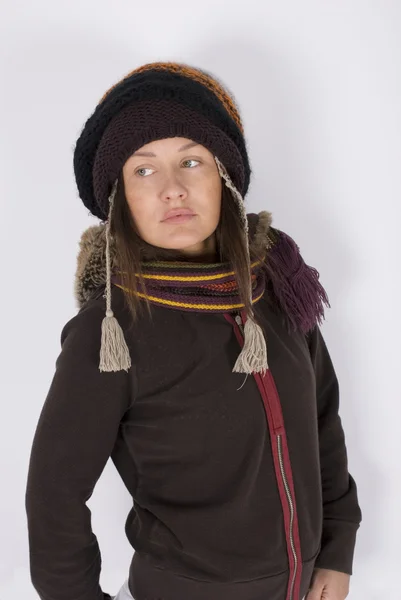Een vrouw in de winter — Stockfoto