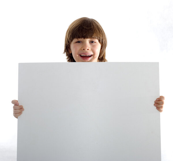 Young Boy Holding Cardboard