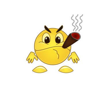 Smiley, who has a bad habit - smoking. clipart