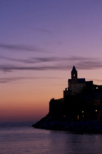 stock image Silhouette of the curch of San Peter, Portovenre