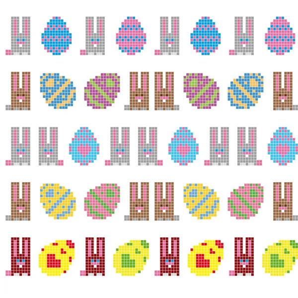 Easter Eggs And Bunnies Seamless Stripes — Stock Vector