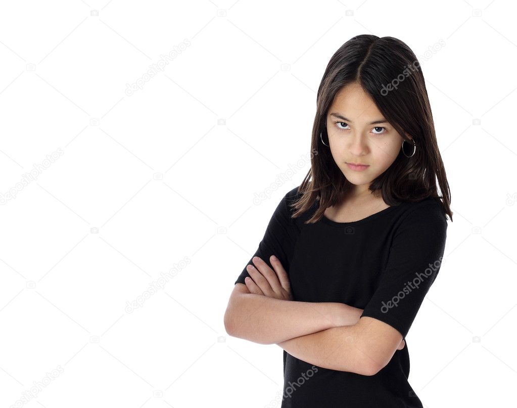 A Determined Young Girl Glares