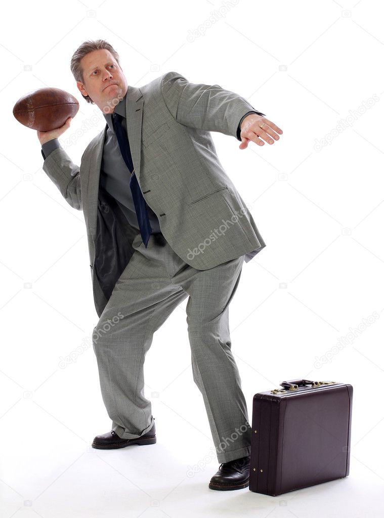 Business Man Throws a Football