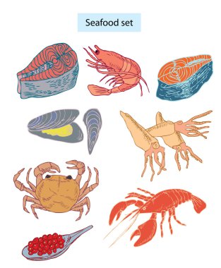 Seafood set clipart