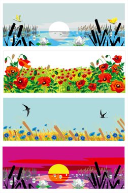 Bright summer banners clipart