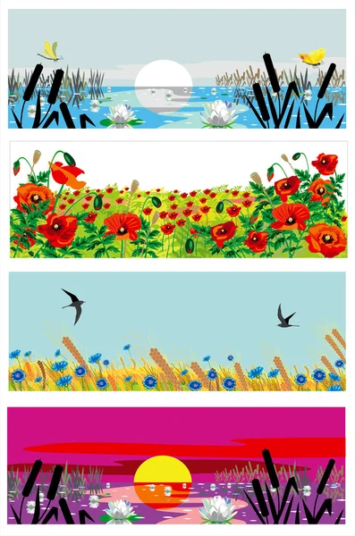 stock vector Bright summer banners