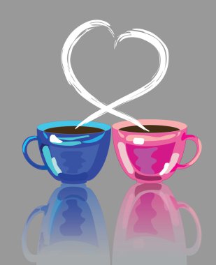 Two cups of coffee clipart