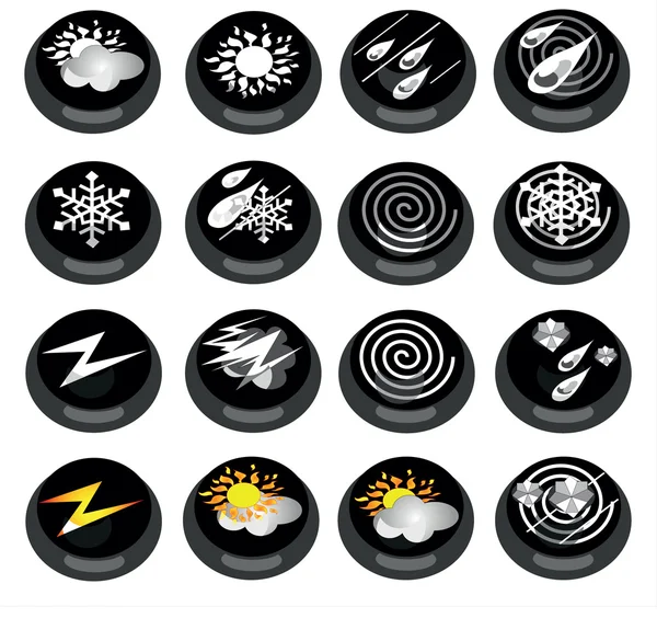 Černá počasí ikony — Stockový vektor