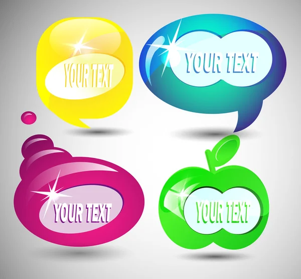 Set de burbujas de vidrio colorido para mensajes — Archivo Imágenes Vectoriales