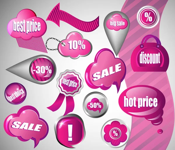 Försäljning rosa ikoner collection — Stock vektor