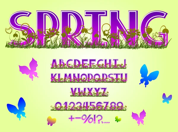 春のアルファベット ベクトル — ストックベクタ