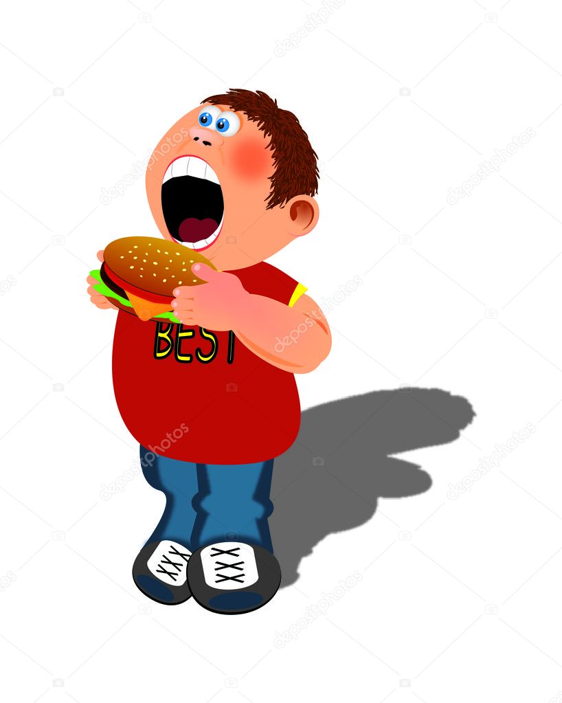 Boy and hamburger