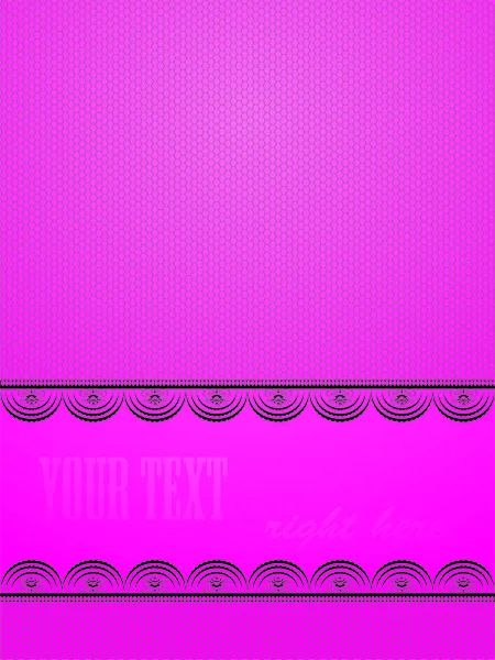 A rózsaszín háttér fekete csipke — Stock Vector