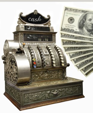 Old fiscal cash office with dolars clipart