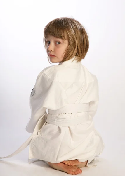 Karate girl in kimono — Stock Photo, Image