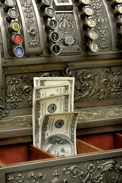 Old fiscal cash office with dolars — Stock Photo, Image