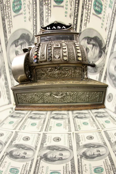 Old fiscal cash office with dollars, — Stock Photo, Image