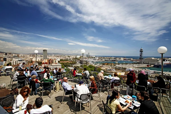 Luftaufnahme von Port Vell und Maremagnum, in Barcelona, Spanien — Stockfoto