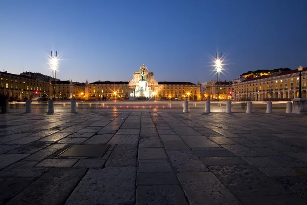 Panoramic view of commerce square at Lisbon by night, lisbon, po — Stock Photo, Image