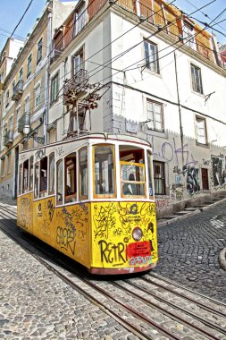 The Bica Funicular in Lisbon, Portugal. clipart