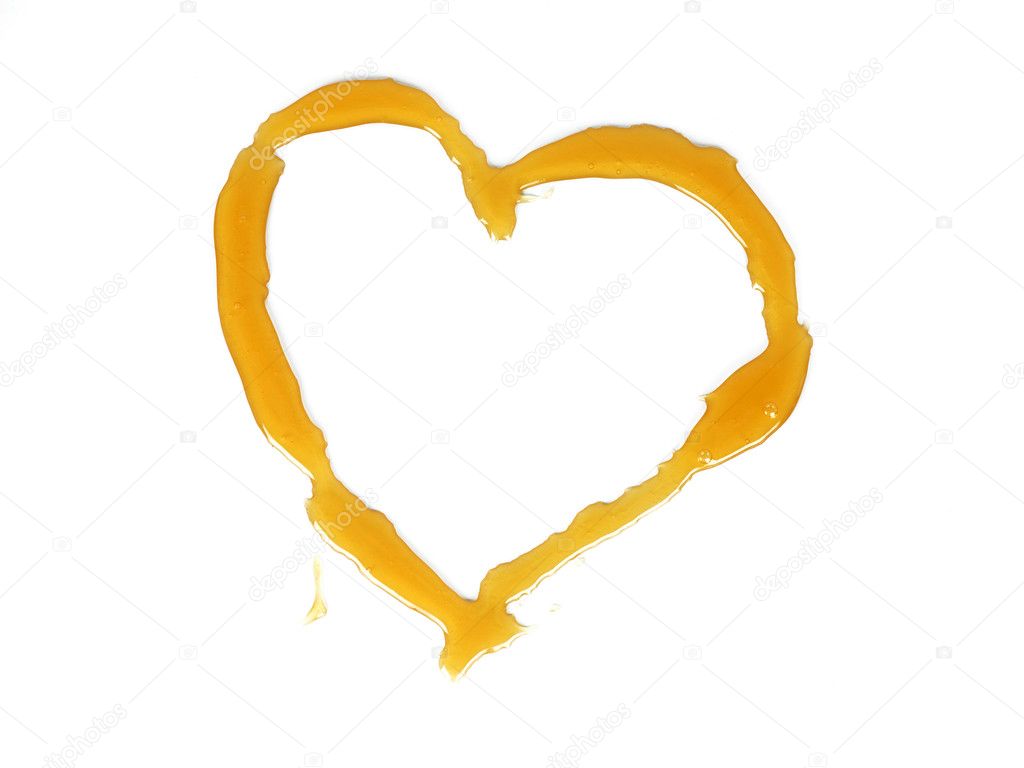 Heart of honey isolated on white