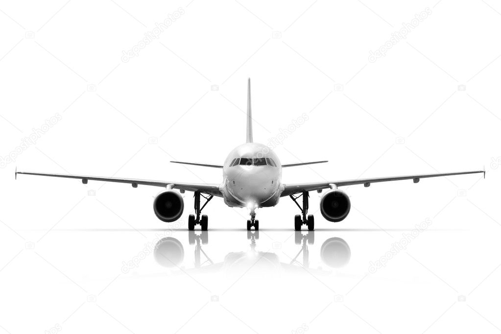 Commercial plane model isolated on white background