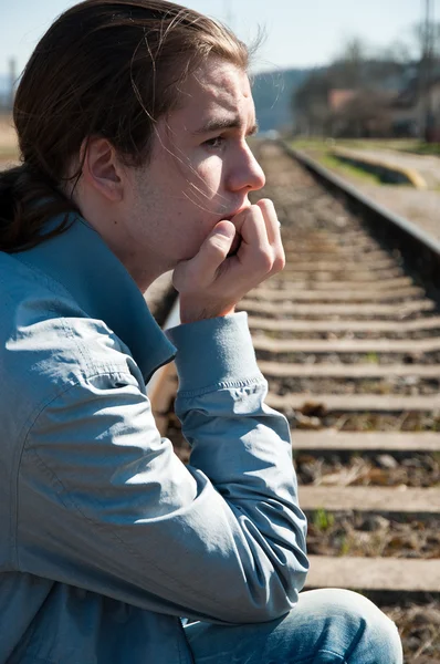 stock image Portrait of sad young man