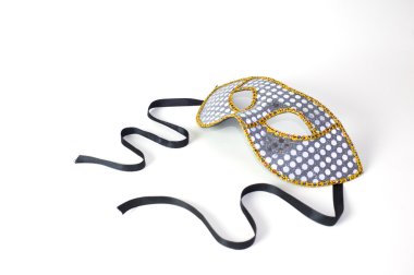 Gümüş payetli mardi gras maskesi