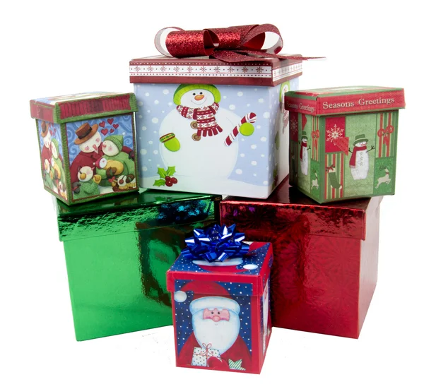 Regalos de Navidad en caja sobre fondo blanco —  Fotos de Stock