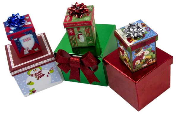 Boxed Christmas Presents on White Background — Stock Photo, Image