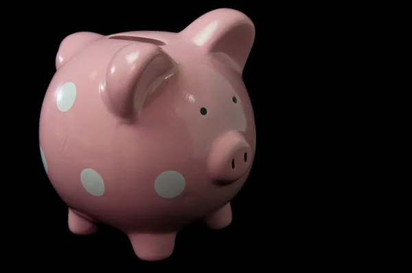 Single Pink Polka Dot Piggy Bank — Stock Photo, Image