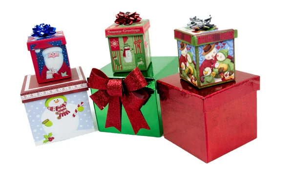 Boxed Christmas Presents on White Background — Stock Photo, Image