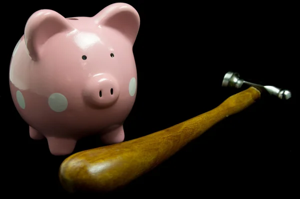 Piggy Bank With Hammer — Stock Photo, Image