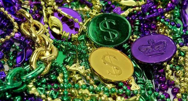 Mardi gras gyöngyöket & érmék — Stock Fotó